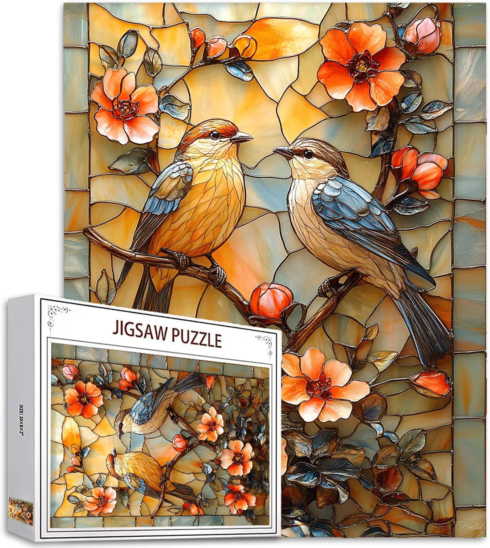 Uccello Puzzle 1000 Pezzi Grandi Dimensioni per Adulti, Puzzle Fiore Motivo Progettazione Compact Box e Poster Incluso per Home Room Wall Decor, Regalo Donna, Men Gifts, Legna Jigsaw 75x50cm, Model608