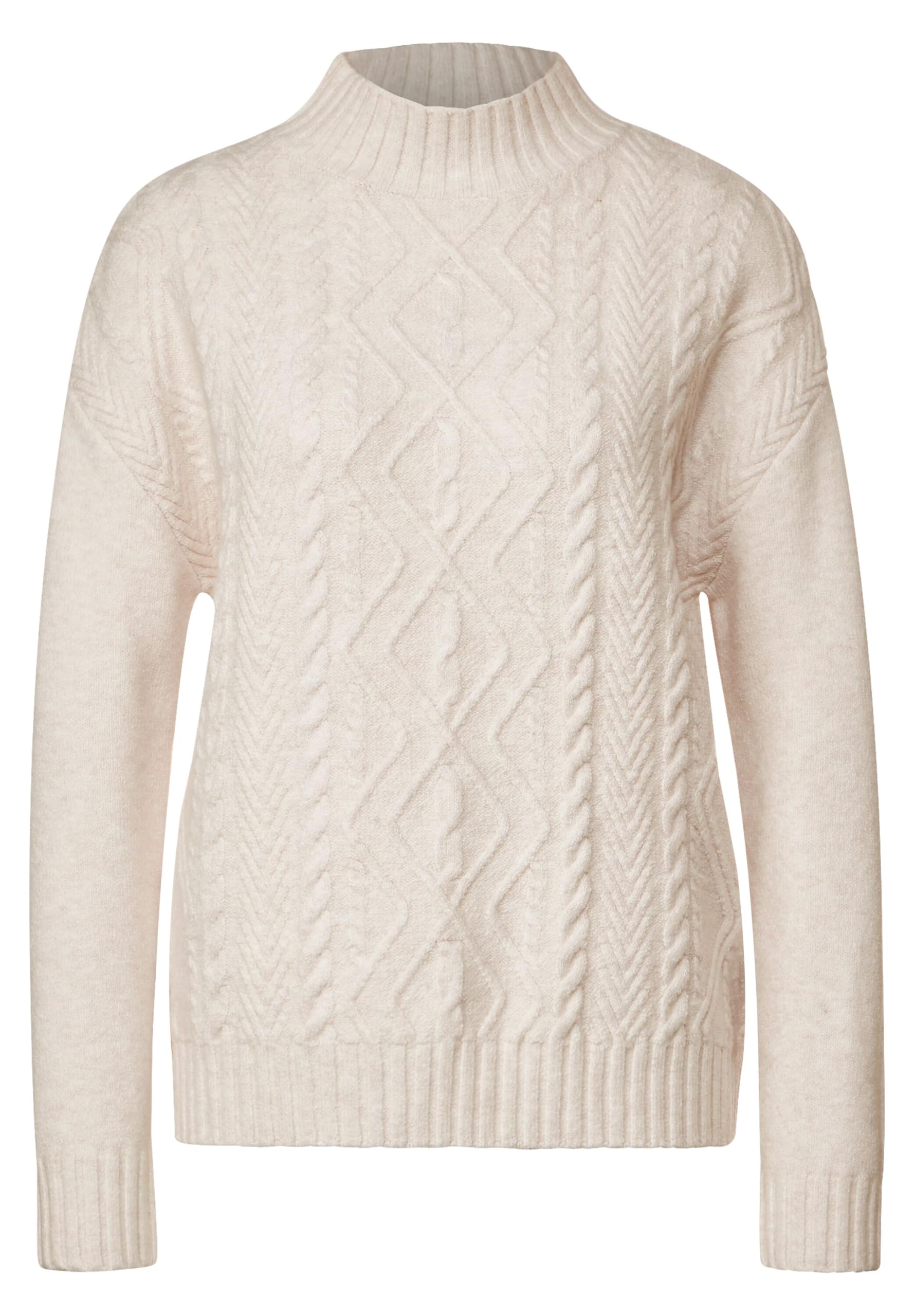 STREET ONE Damen Stickpullover Whisper Cream Melange
