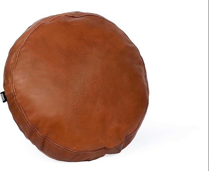 round leather pillow