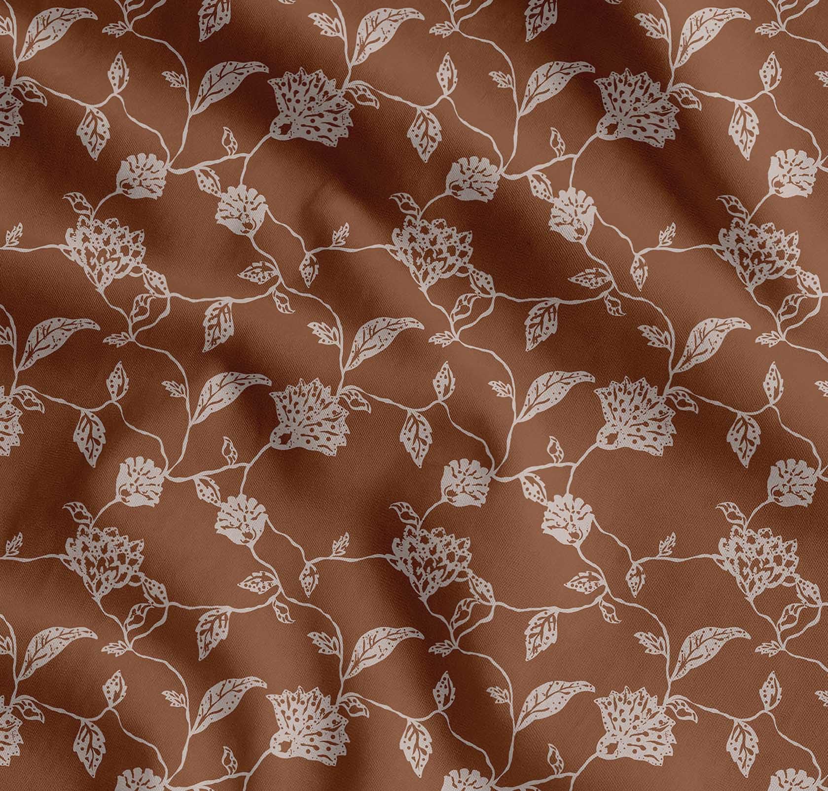 Soimoi Cotton Cambric Fabric - Floral Print - Brown - 56" Wide, Soft Lightweight Fabric by 2 Metre for Kurtas, Dresses, Baby Clothes, Linings, Quilting & Embroidery Base