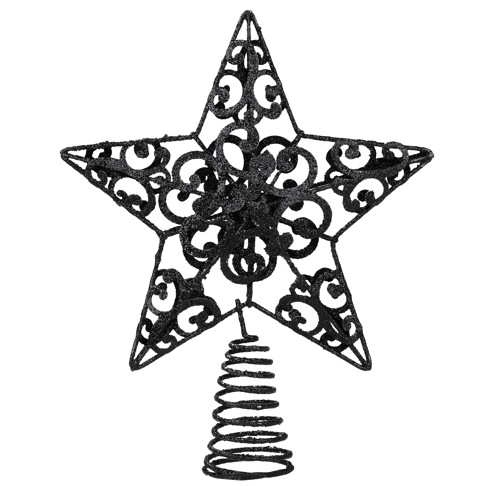 Aneco 25,4 cm Metall glitzernde Weihnachtsbaumspitze Stern Baumspitze Dekoration für Weihnachten Home Decor Schwarz