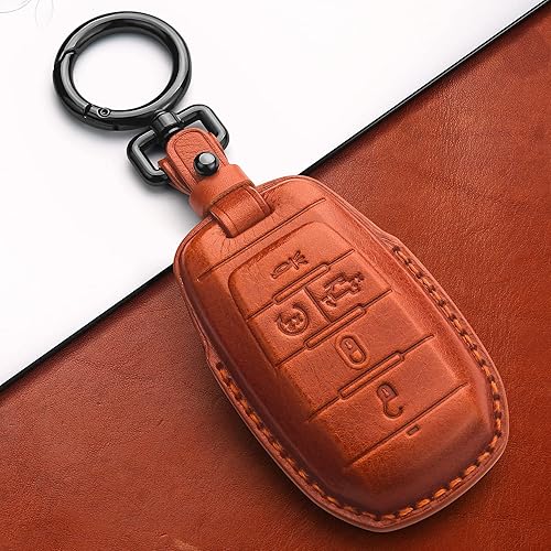 Miniatura 4 de Tukellen Funda protectora de piel auténtica para llavero Dodge RAM 1500 2500 3500 2019-2025