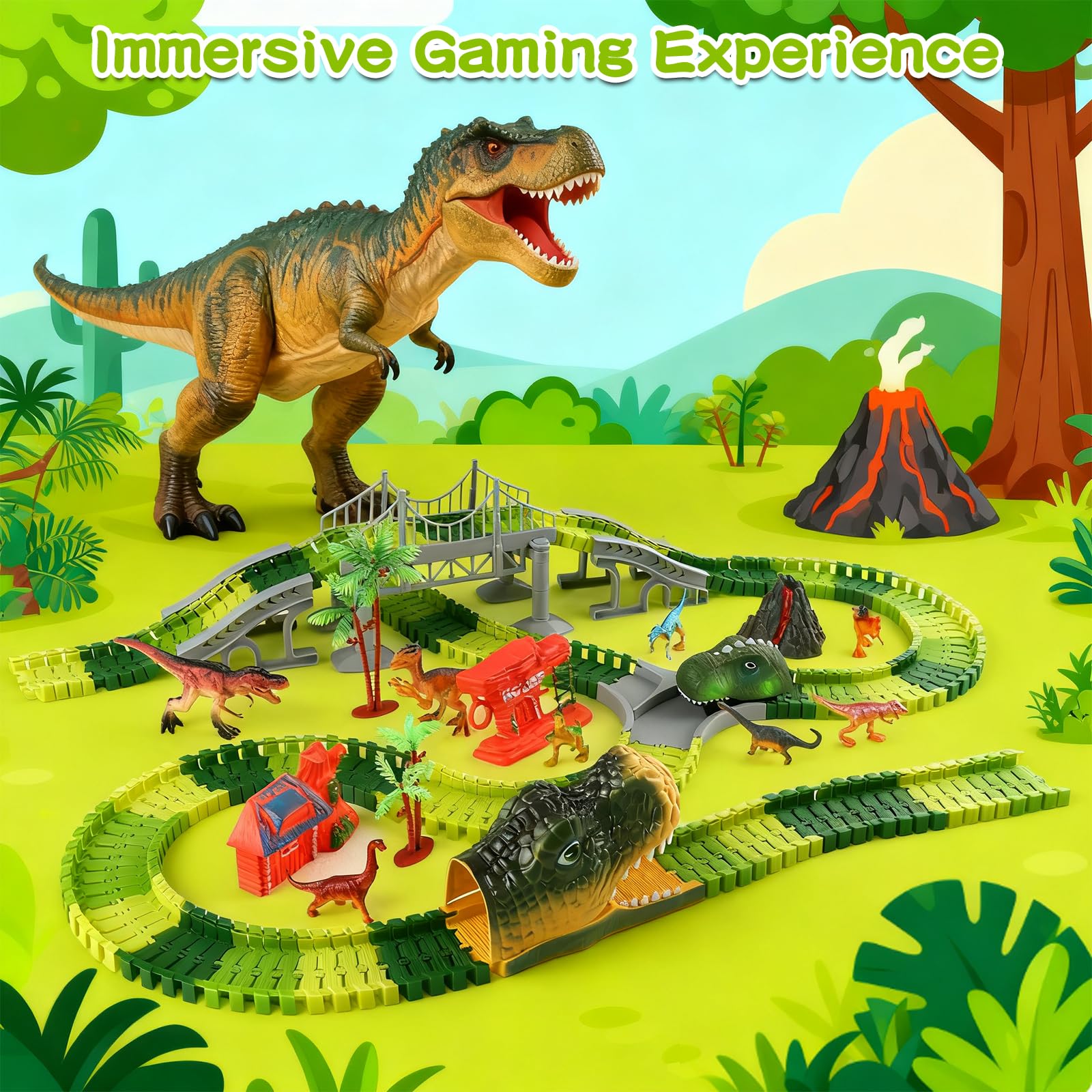 Dinosaur Race Track Set - LED Dino Car for Boys -5 Dinosaur Race Track Set - LED Dino Car for Boys -5