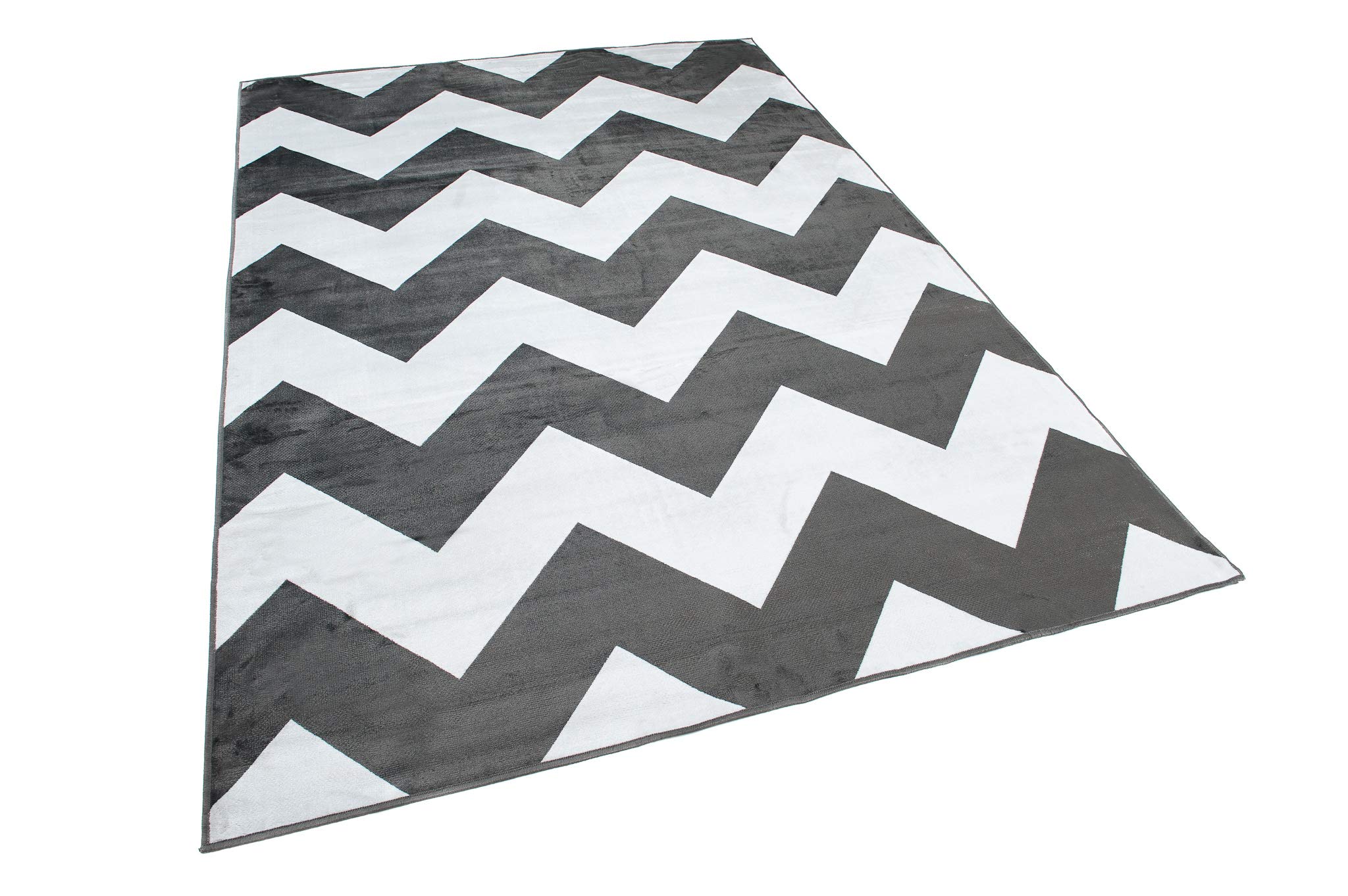 Tapiso Jafar dywan do salonu, cienki, nowoczesny, krótkie runo, geometryczne paski, Zig Zag kremowy, czarny, antracyt, do jadalni, płaskie runo, wiskoza, 160 x 230 cm