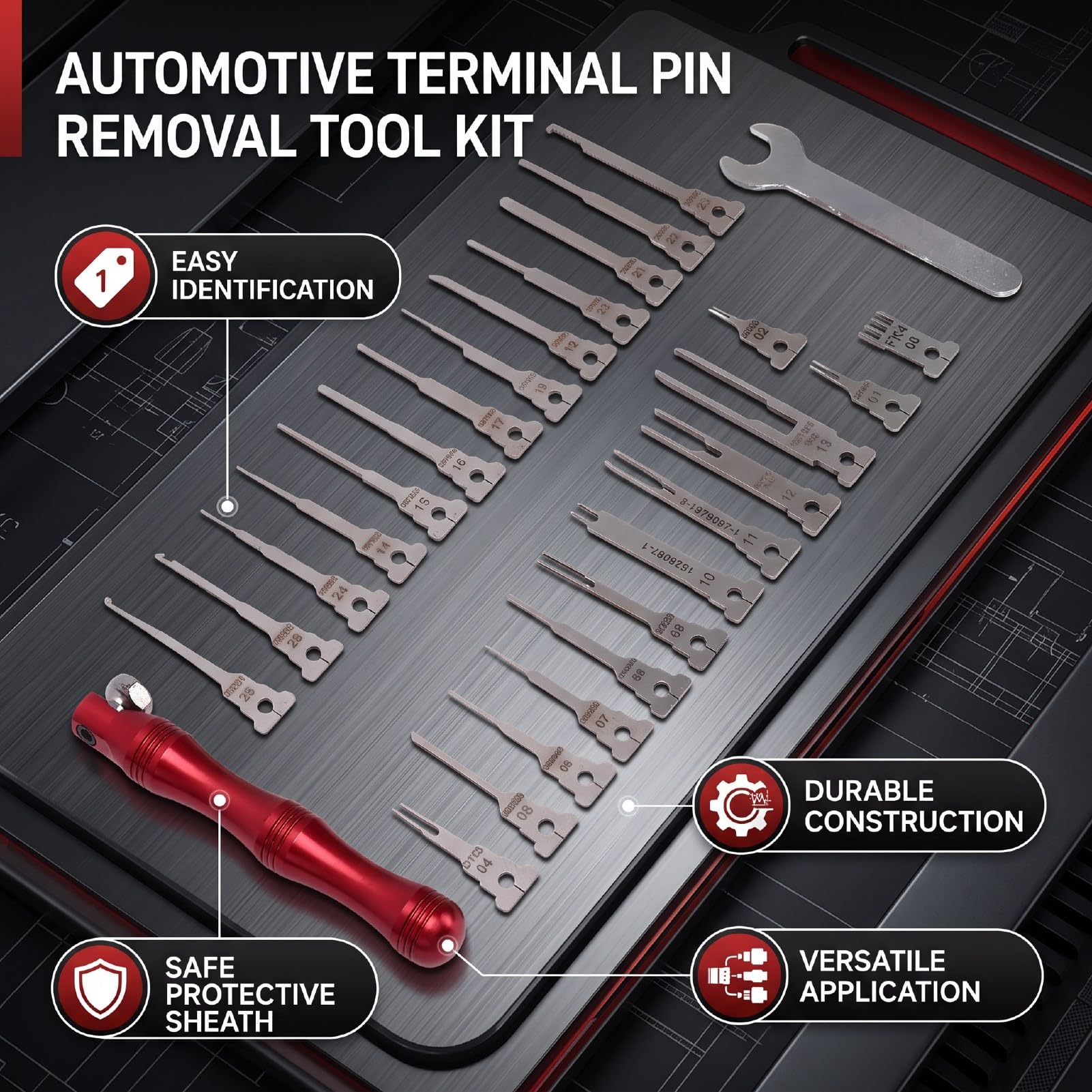 Kit 27pcs Estrattore Pin per Autor Connettori Elettrici