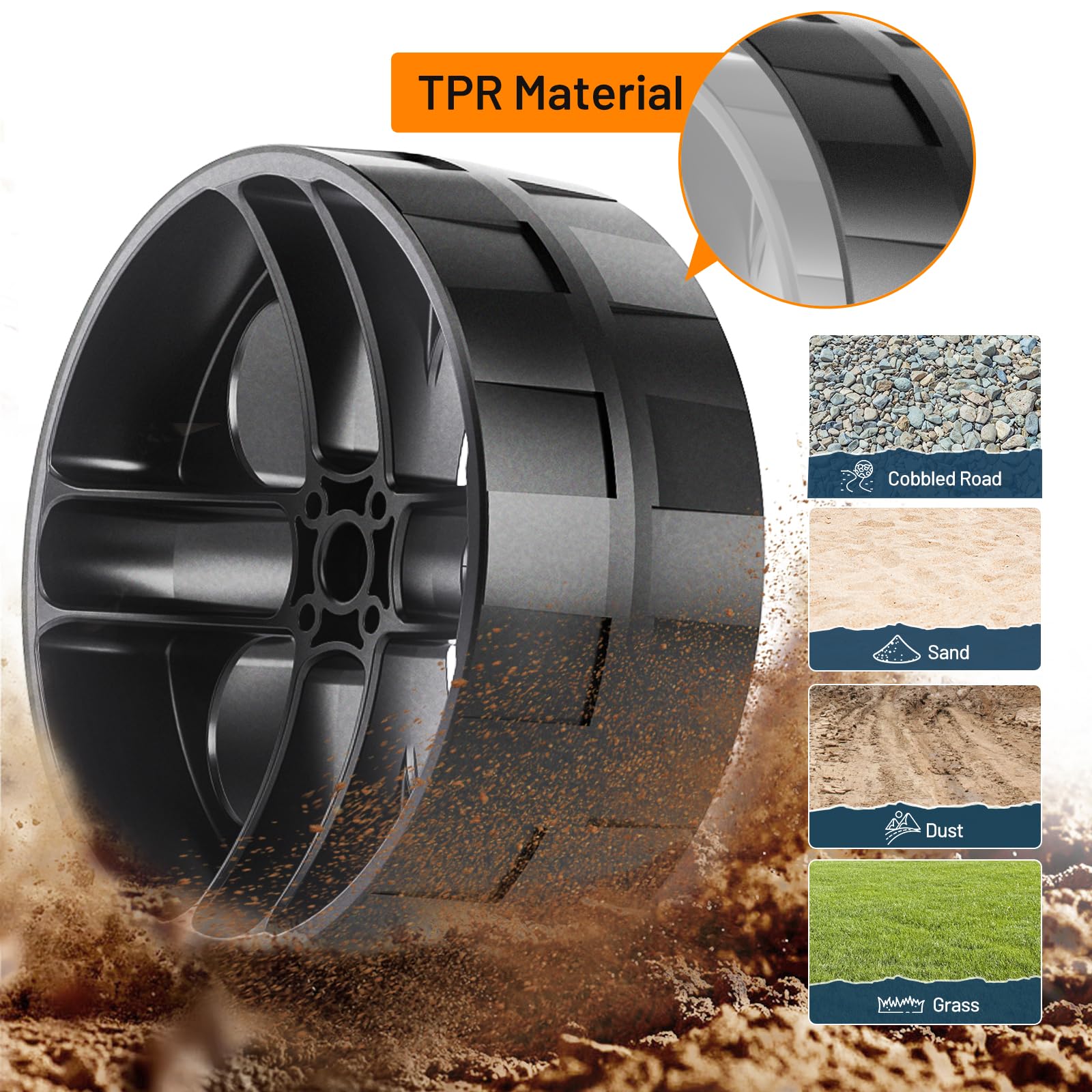 Roues Universelles En PVC – Lot De 2, 17.8 Cm De Diamètre, Roulements 8 Mm, Pour Tondeuse Et Chariot