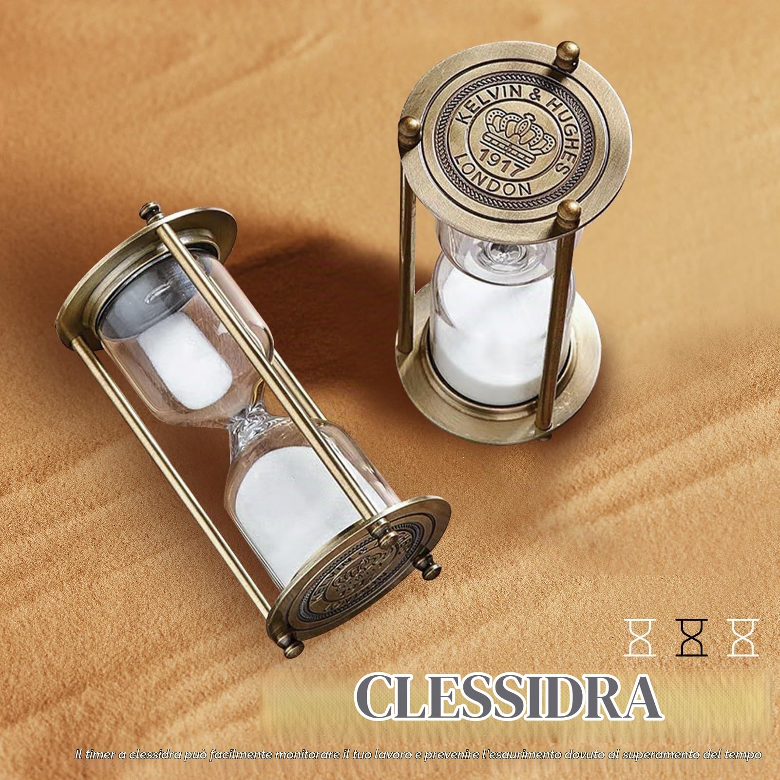 Clessidra 15 Minuti, Timer a Clessidra Riempibile Con Cornice in Ottone, Sabbia Timer Orologio Ornamento per La Casa, Conto Alla Rovescia Clessidra Design Timer Da Cucina per Scrivania, Ufficio(M)
