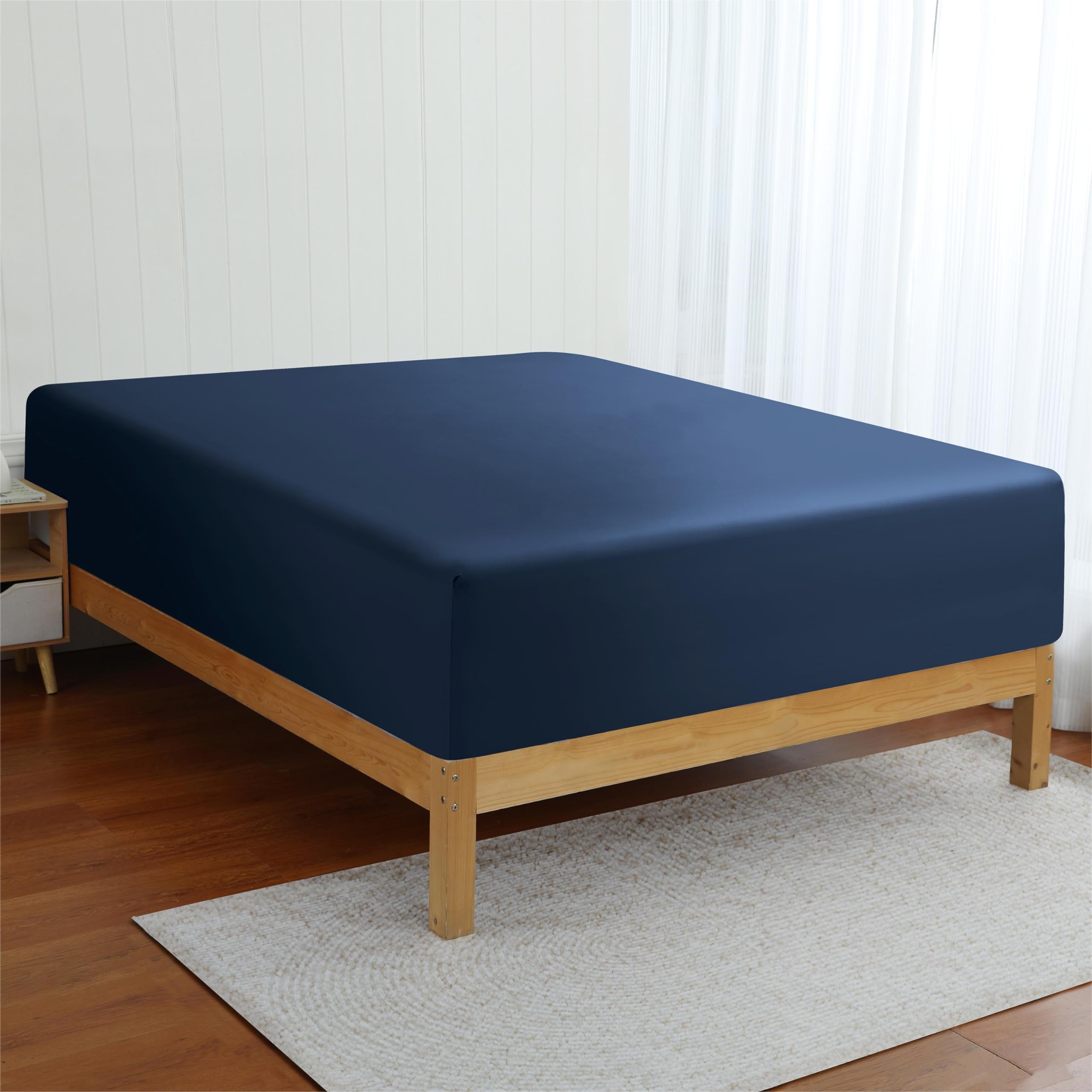 Kühlendes Spannbetttuch, Bambusviskose, Doppelbett, Größe XL, 2 Stück | Fadenzahl 400, 40,6 cm tief, kühlende Bettlaken für heiße Schläfer, seidig weich, atmungsaktiv, Twin XL, Marineblau
