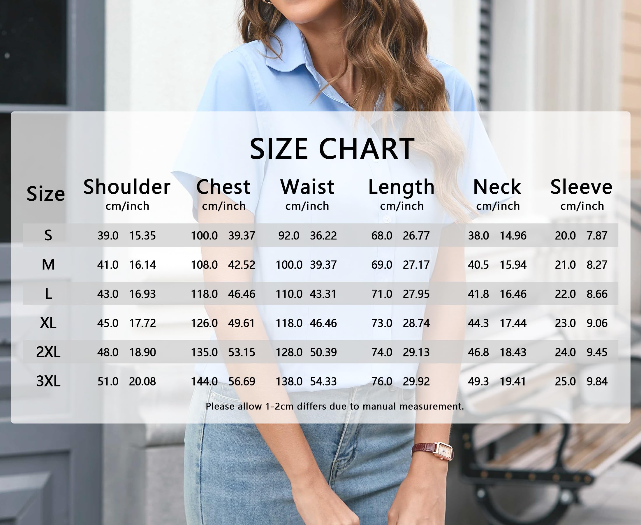 Chemise Manche Courte Femme Cintré Basique Chemisier élégant pour Femme Chic pour Le Travail Chemise à Boutons