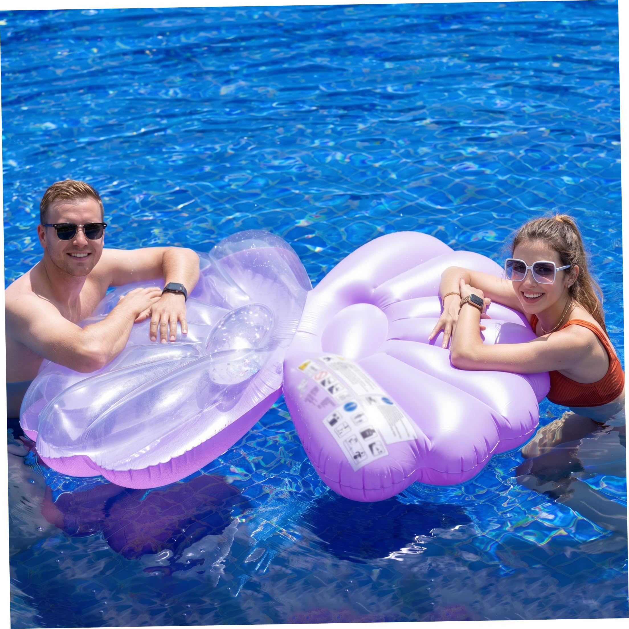 Divertidos flotadores de piscina para adultos, flotadores inflables gigantes de PVC para adultos, gruesos, cómodos, para verano, playa, patio, diversión, color morado