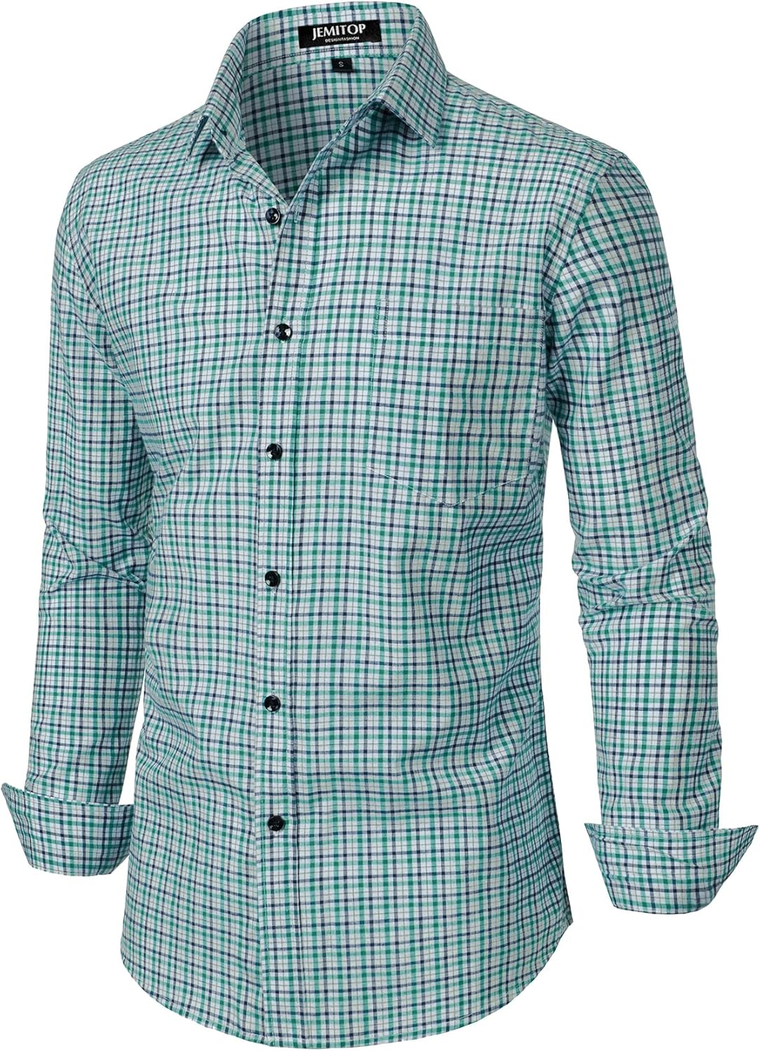 JEMITOP Men's Transitional Weather Slim Fit Long Sleeve Button Down Shirt Business Casual Dress Shirts with Pocket - Image 3