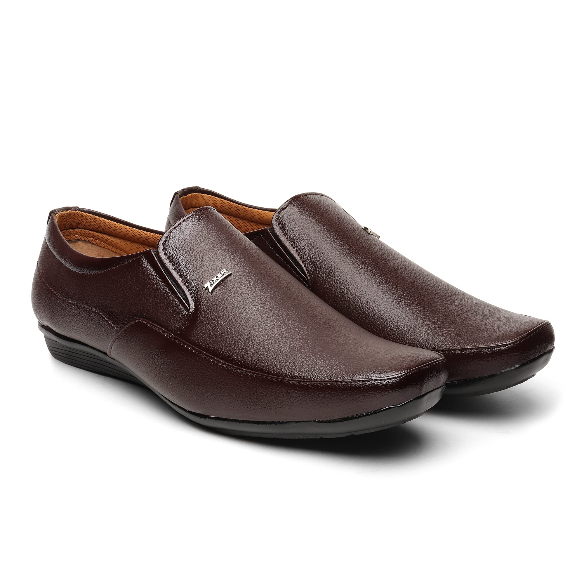 Zixer Synthetic Leather Brown Formal Shoes for Men || Office Formal Shoes Men Latest Stylish Branded Slip On (B08P6WQMRZ) Amazon Price History, Amazon Price Tracker