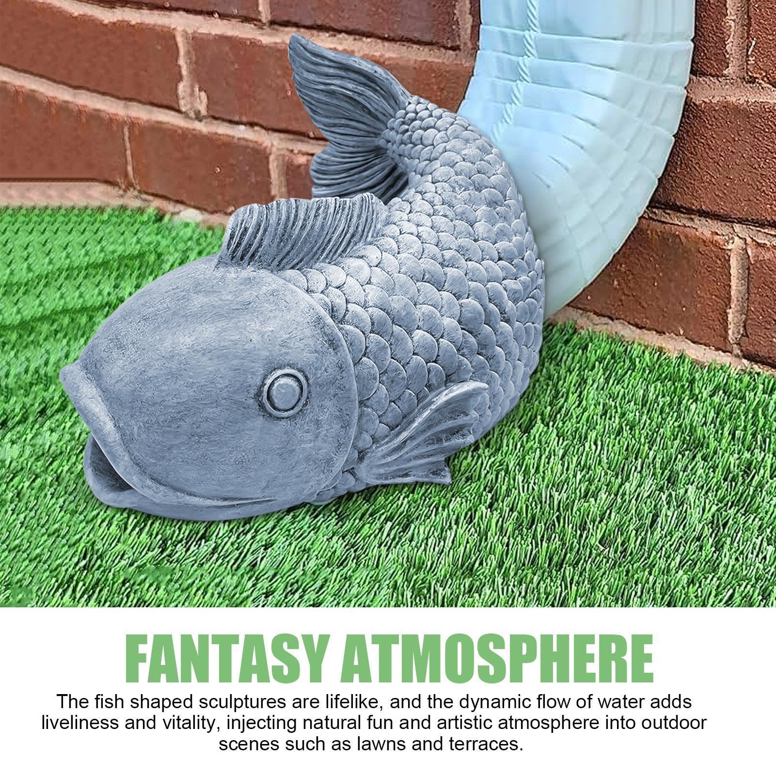 Générique Wasserspeier für Regenrinne, Fisch – Harz 21 x 14 cm | Erweiterung | Dekorative Gartenskulptur Wasserabweiser für Rasen Hof Terrasse Bewässerung Außen Haus Pro