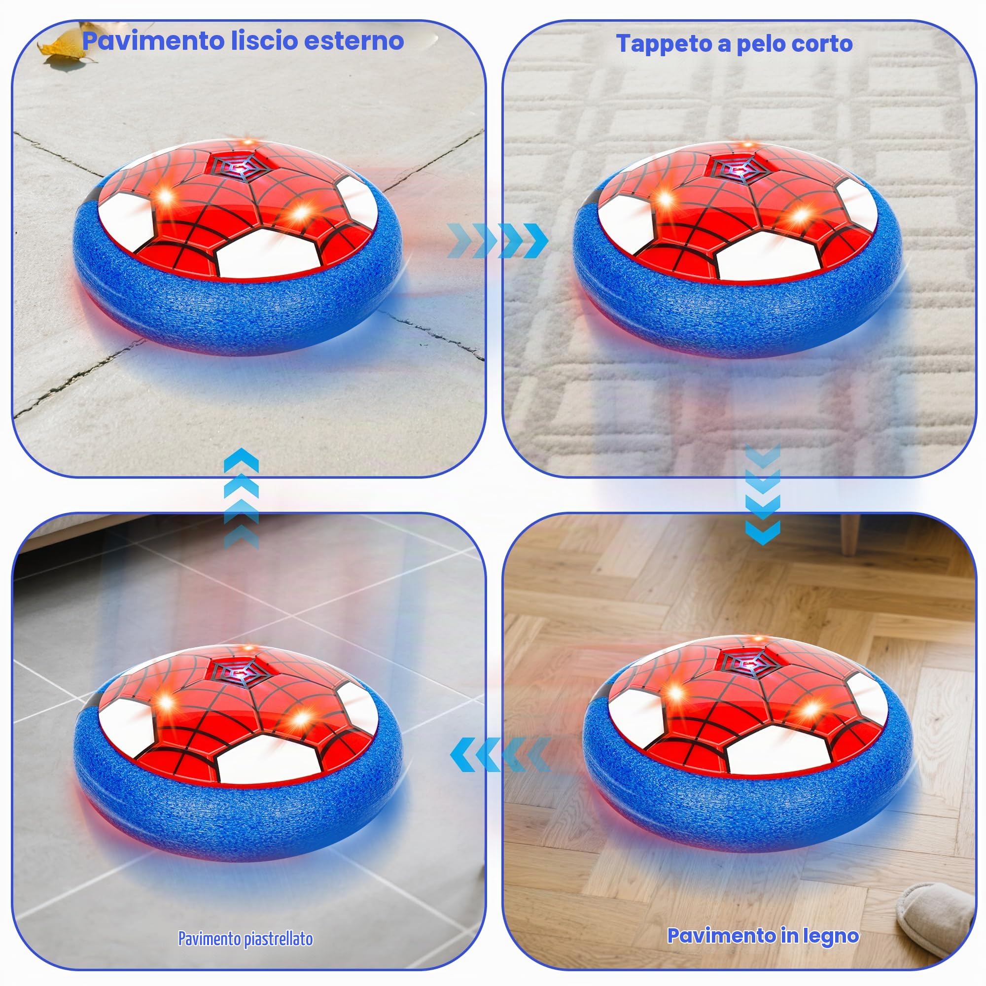 Pallone Calcio Fluttuante, 3in1 Hover Calcio Hockey | Giocattoli Palle per Bambini Set, Ricaricabile Air Hover Calcio Bambini per Bambini 3-12 Anni Natale Regalo