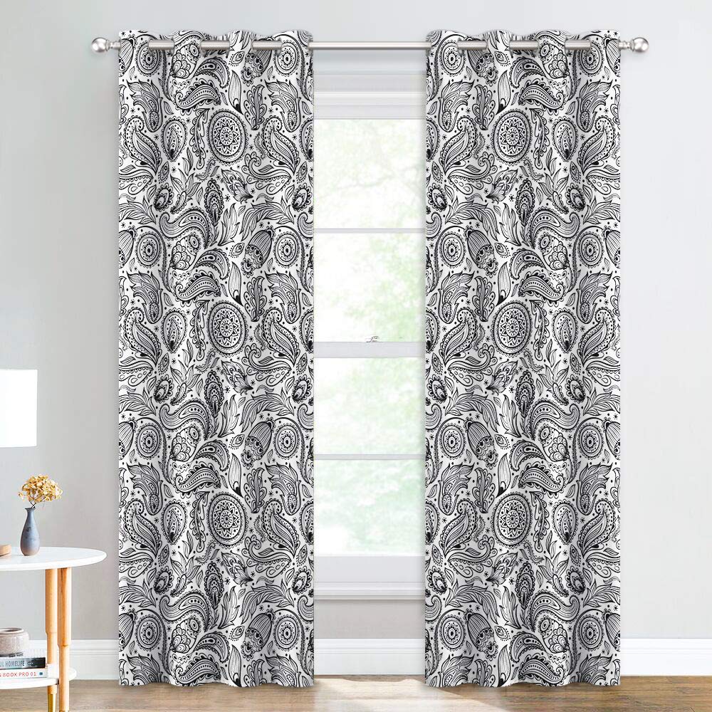 Damask Black Curtains Curtains & Drapes