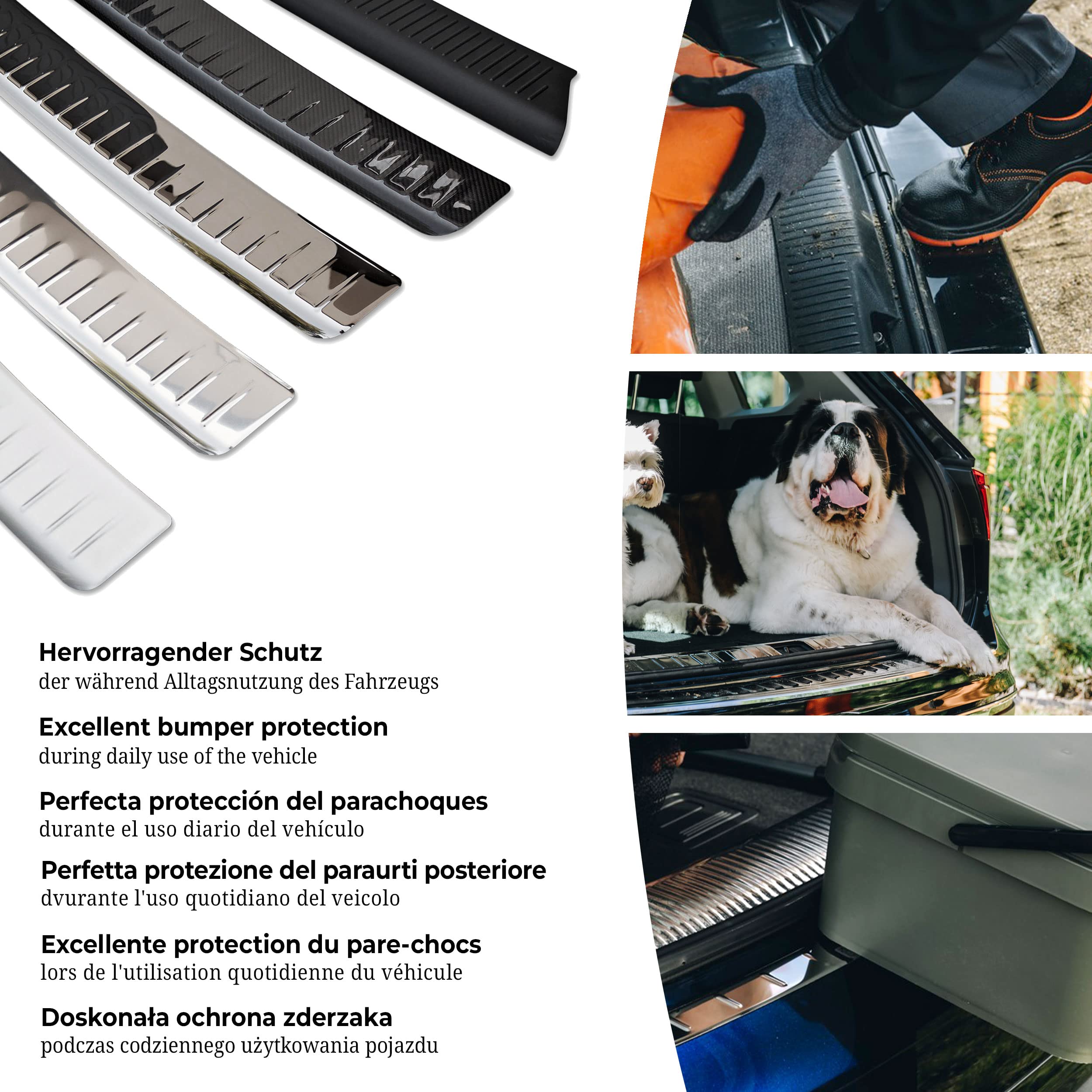 CHROMEMASTER - Accessori per Auto; Protezione paraurti Posteriore - Compatibile con Renault Trafic dal 2014 | Acciaio inossidabile spazzolato - Protezione Paraurti Protegge la Vernice del Paraurti