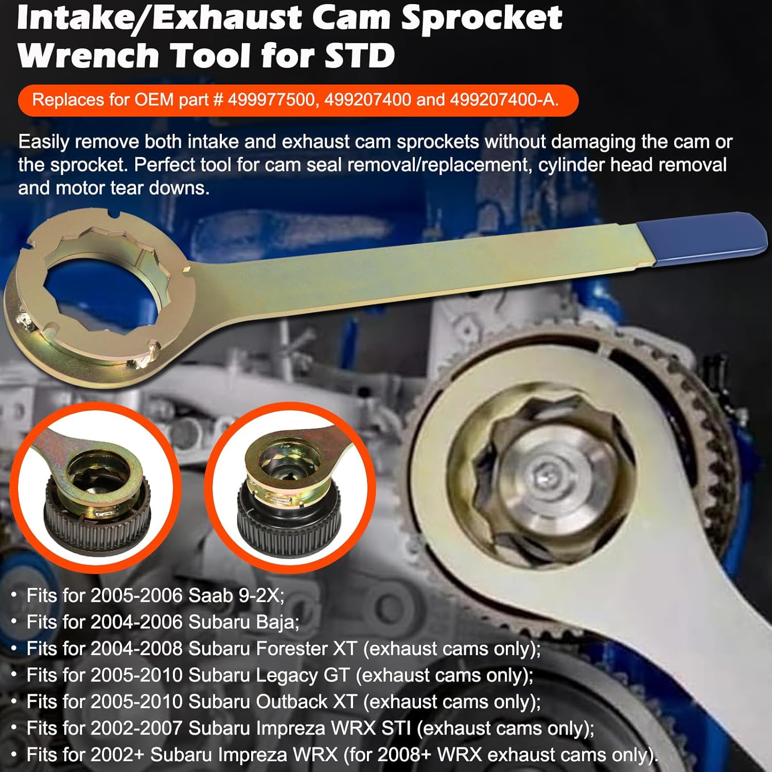 Crank Pulley Wrench Holder Tool with Screws & Engine Cam Gear Lock/Camlock Tool Kit & Intake/Exhaust Cam Sprocket Wrench Tool Fits for Subaru STD