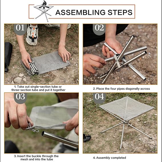 Portable Fire Pit for Camping,Large Upgrade Collapsing Stainless Steel Mesh Outdoor Fire Pits for BBQ (22 inch)