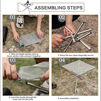 Portable Fire Pit for Camping,Large Upgrade Collapsing Stainless Steel Mesh Outdoor Fire Pits for BBQ (22 inch)