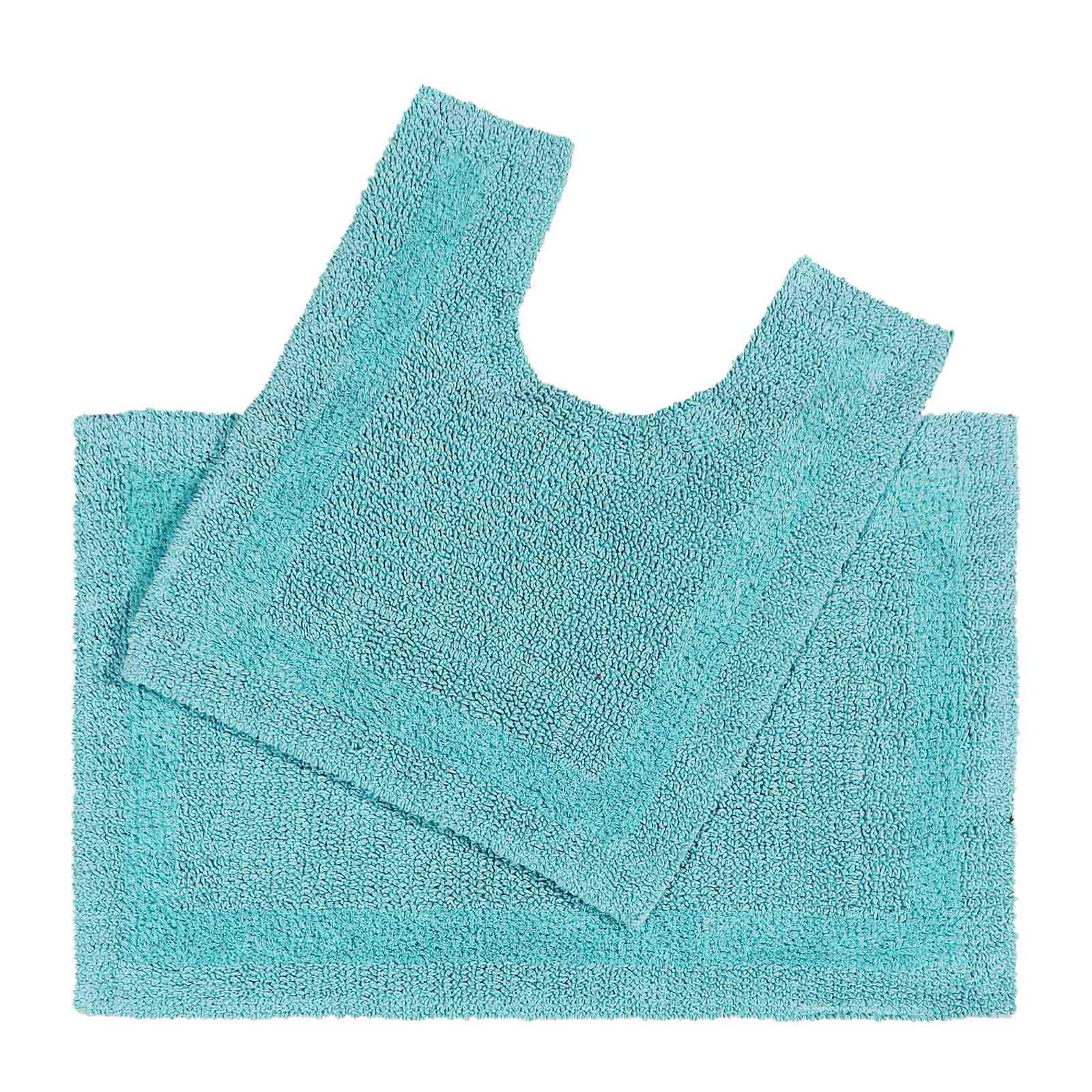 Homescapes Luxury Reversible Cotton Bath Mat SetAqua from B&Q