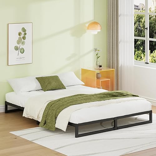 Miniatura 7 de EMODA Marco de cama tamaño King de 7 pulgadas, no necesita somier, plataforma de metal resistente con listones de acero, sin ruido, fácil montaje,