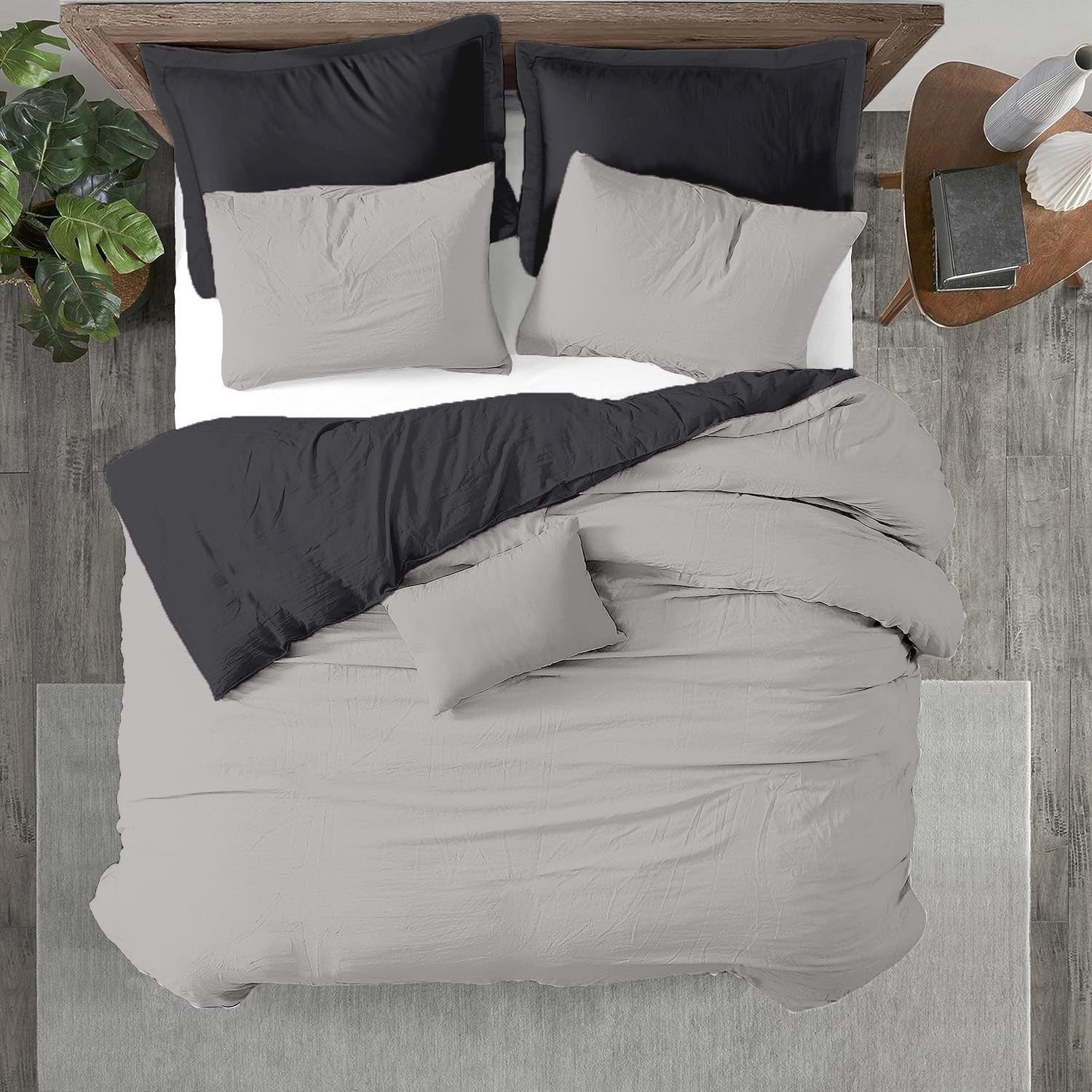 Kotton Culture 120"x120" 1 Pc Super King Plus/Super Oversize King Duvet Cover Only 100% Egyptian Cotton -600 TC Comforter Cover Zipper Closure & Corner Ties Fits Only Extra Large Inserts -Blended Grey