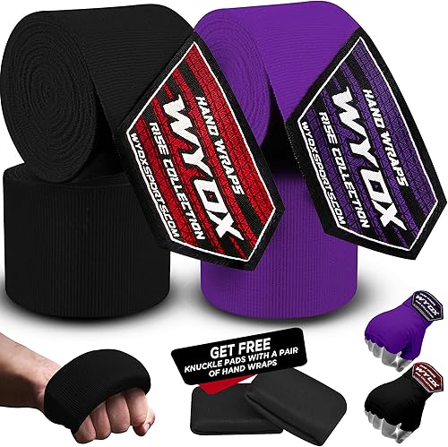 Vista 26 de WYOX Boxing Hand Wraps Inner Gloves, Elasticated Thumb Loop Bandages Mexican Style Under Mitts Wrist Wrap Protection Muay Thai MMA Kickboxing Malla