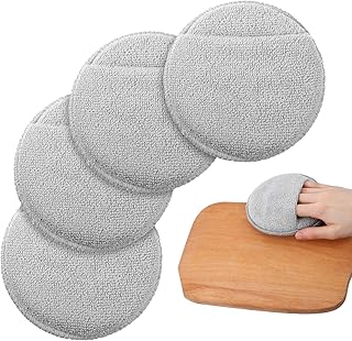 Cutting Board Oil Applicator Set 16-Piece Reusable Microfiber & Sponge Pads for Mineral Oil & Wax Application, Scratch-Free Maintenance, Machine Washable Round Gray 5 Inch