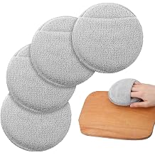 Cutting Board Oil Applicator Set 16-Piece Reusable Microfiber & Sponge Pads for Mineral Oil & Wax Application, Scratch-Free Maintenance, Machine Washable Round Gray 5 Inch