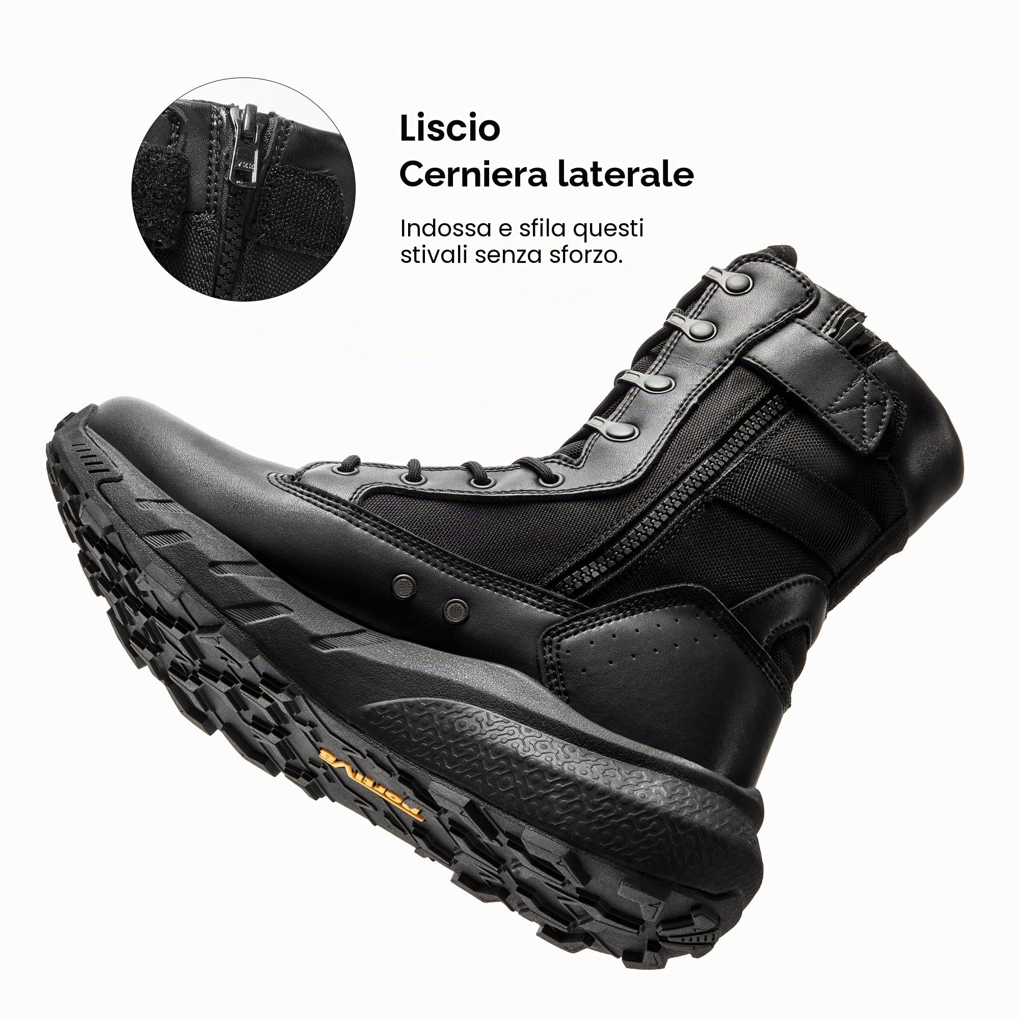 NORTIV 8 Stivali Militari da Uomo Stivali da Combattimento Traspiranti con Cerniera Stivali da Combattimento Tattici di Sicurezza Scarpe da Trekking all'aperto