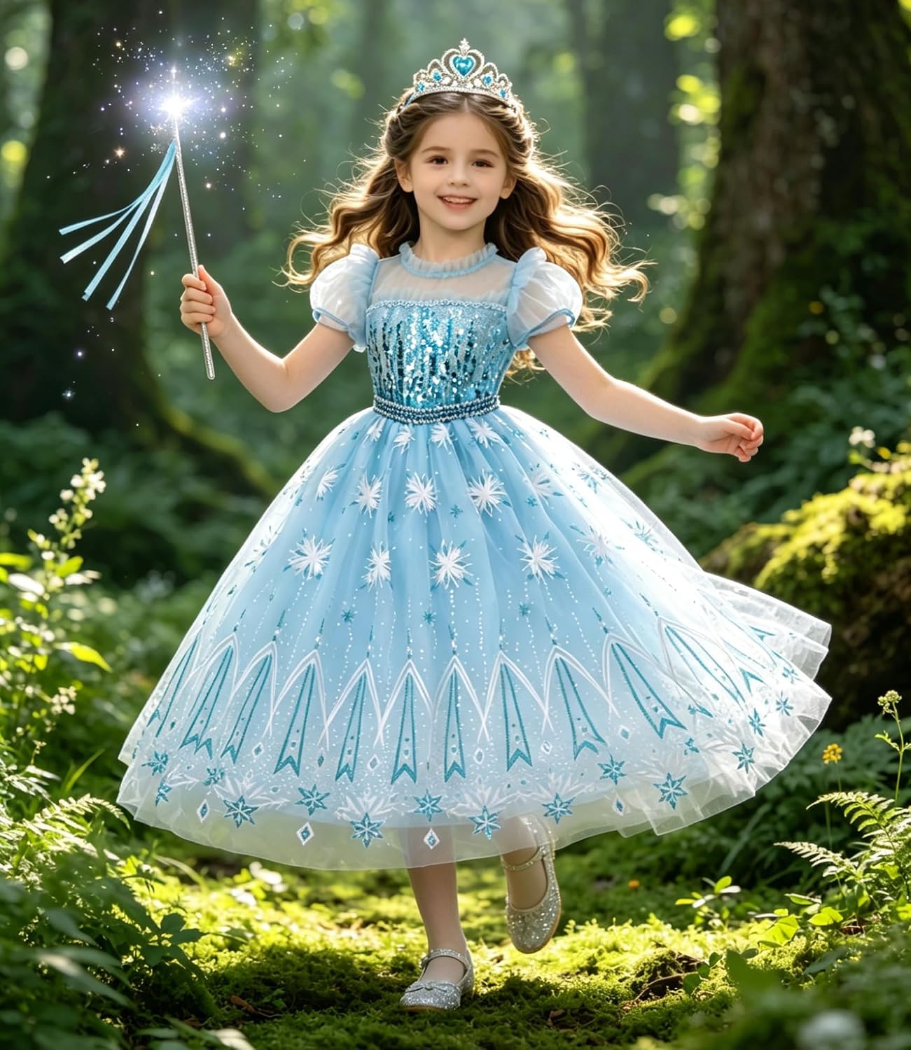 Girls Princess Dress for Elsa Kids Party Dress Ice Costume Sets