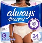 Always Discreet Sensitive, Adult Diapers for Women, Maximum Incontinence Underwear, Size Large, 24 Count