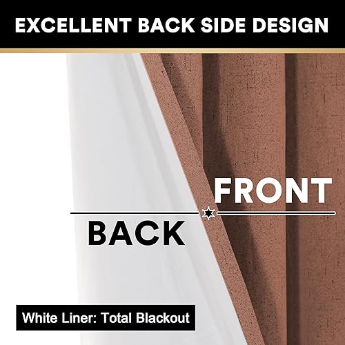 Miniatura 82 de PrinceDeco Cortinas opacas 100% para dormitorio, cortina de lino para puerta corrediza de cristal, cortinas opacas extra anchas con ojales Arena