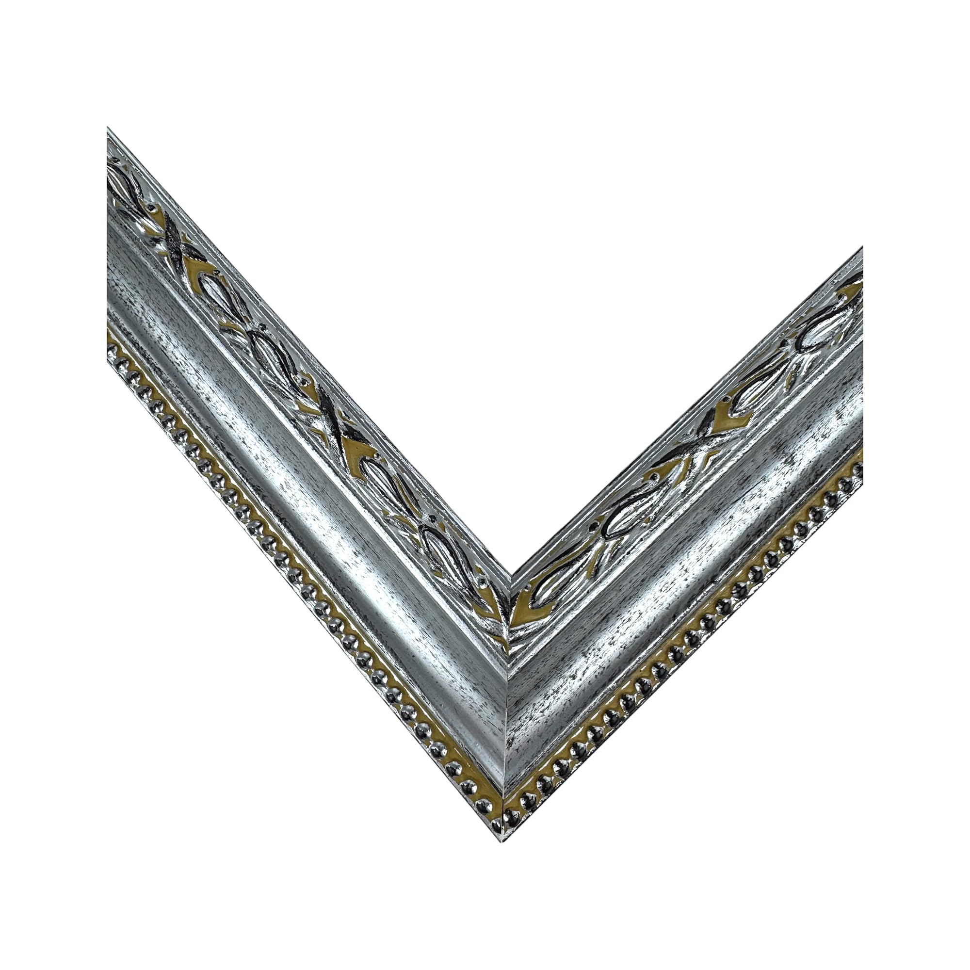 ITALIA CORNICI Maestri Artigiani - Cornice in Legno da Parete per Quadri Tele Floreale Nero Argento Made in Italy (40 x 40 cm)