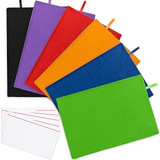 Kiriking 6 Pack Stretchable Book Covers for Hardcover Books up to 9 x 11 Inches, Ruled Lined Index Card Included, Easy to ...