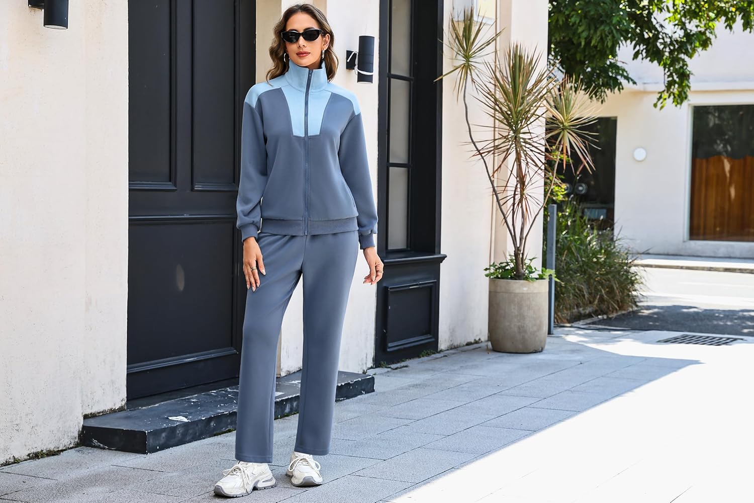 Totatuit Sweatsuits for Women 2 Piece Lounge Outfits Sweatshirt Wide Leg Sweatpant Tracksuit Matching Set - Image 7