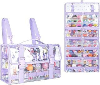Doll Storage Organizer Backpack Compatible with OMG&LOL Surprise Dolls All,Clear View Hanging Dolls Carrying Case for Girl,Bag Only (Purple)