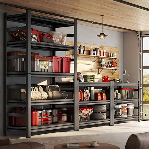 Estantería de garaje de 72 pulgadas de alto, estante ajustable de metal resistente de 5 niveles, estante fácil de montar, libre de óxido, ideal para