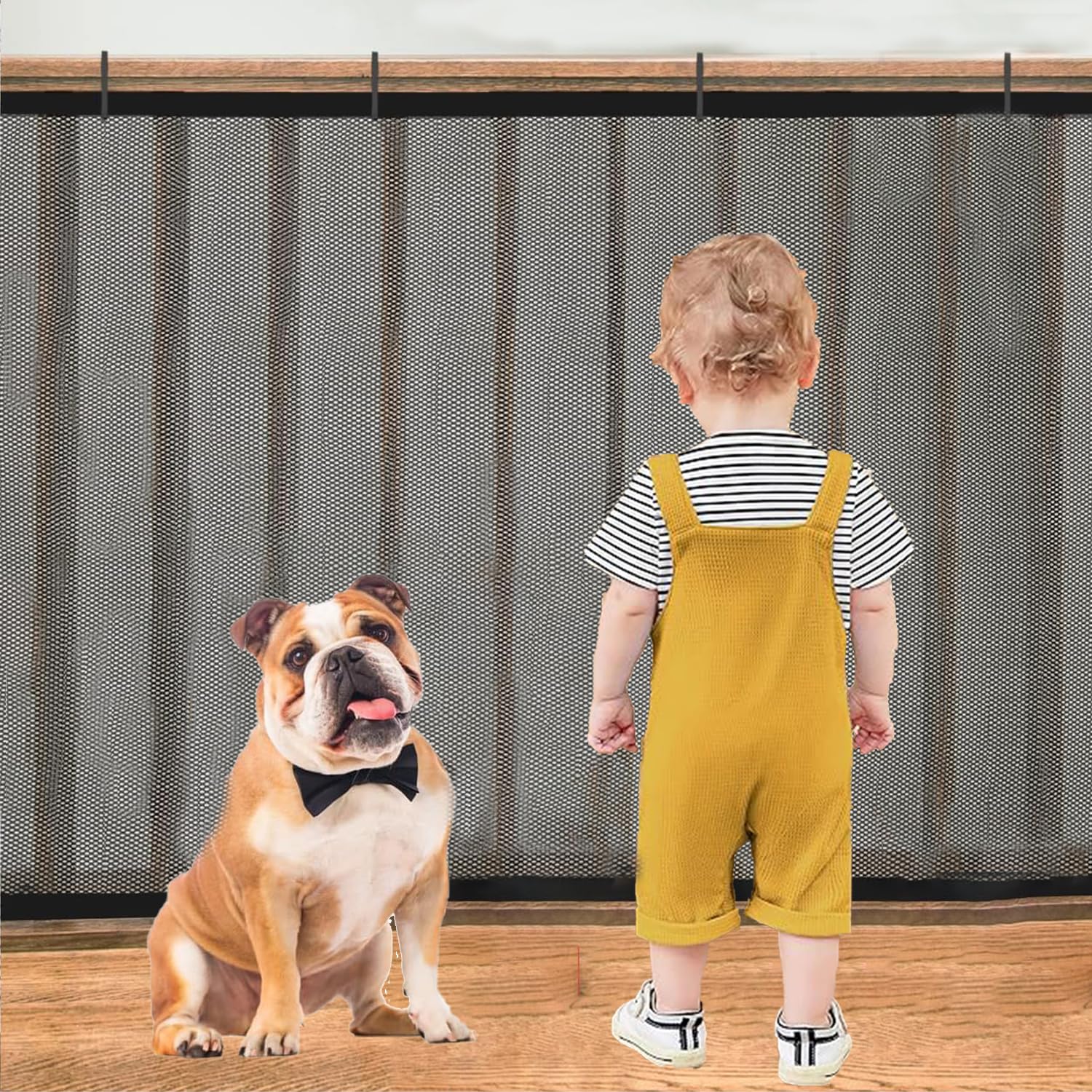 Stairway Net, 15ft x 3ft Child Safety Net, Banister Guard for Baby, Balcony Netting for Pets, Railing Safety Net for Baby Proofing, Child Safety Gate Cover Black