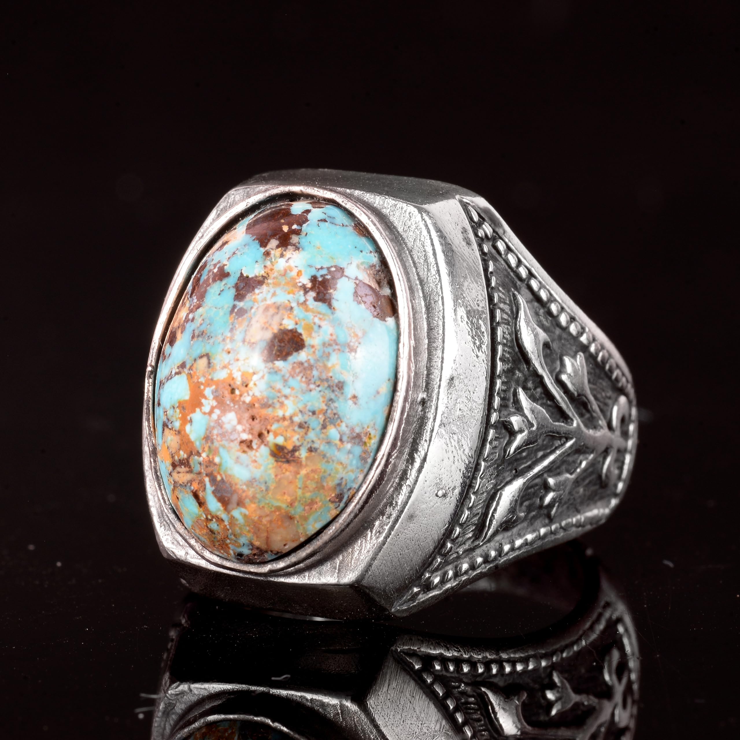 Anillo de plata de ley 925 para hombre, piedra preciosa turquesa natural, hecho a mano