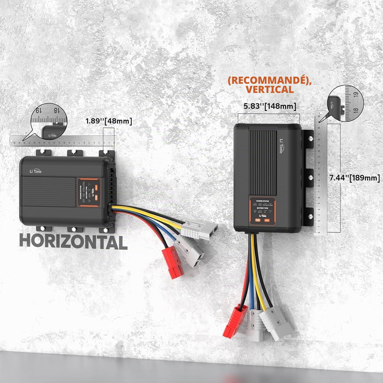 LiTime Type-C Chargeur Rapide 12V 40A DC to DC Chargeur de Batterie Convient Aux Batteries 12V Au Lithium Fer Phosphate, Plomb Acide, SLA, Gel, AGM, Calcium