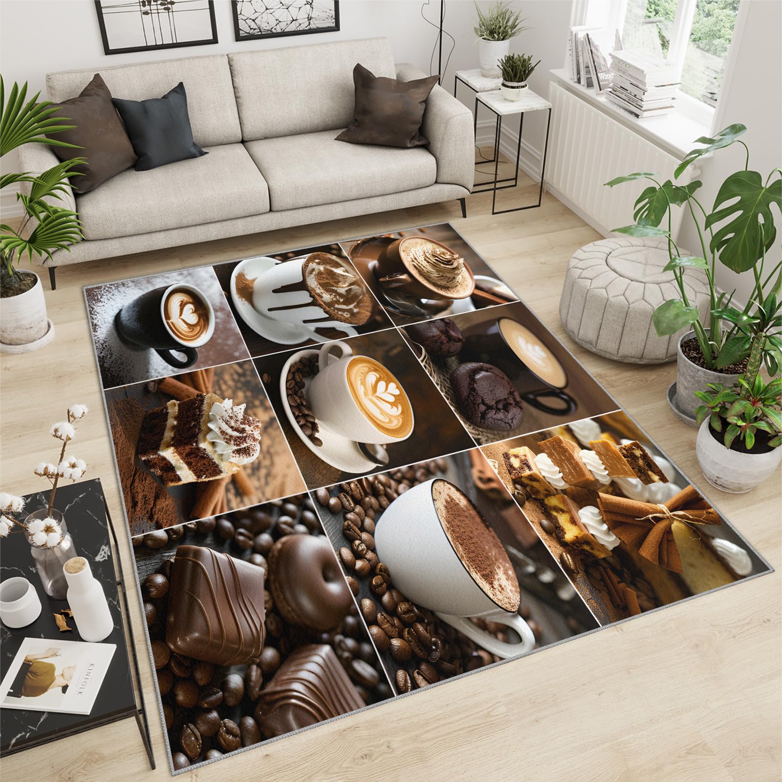 Amazon.com: Coffee Rug, 8x10 Rug, Cappuccino Mocha Cake Printed