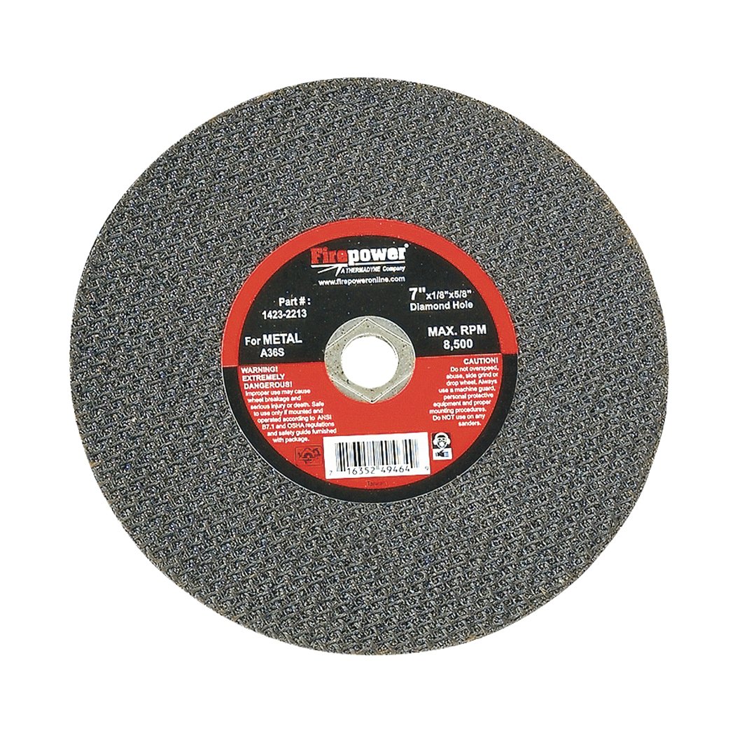 Firepower 1423-2213 Type 1 Abrasive Cut-Off Wheel for Metal with 5/8-Inch Diamond Hole, 7-Inch Diameter with 1/8-Inch Width
