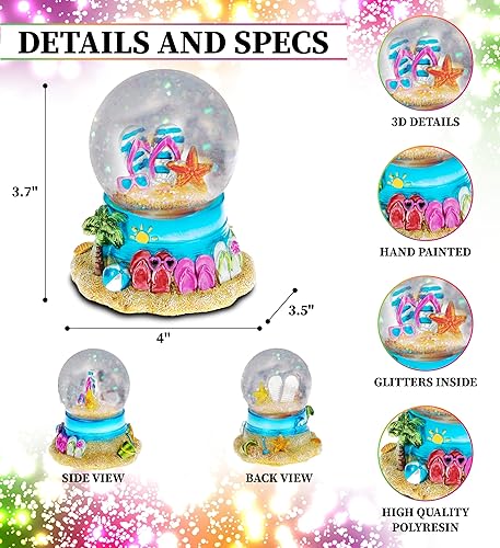 Miniatura 2 de CoTa Global Cool Summer Beach Sandals Snow Globe - Figura de globo de agua con purpurina brillante, adorno coleccionable para decoración del hogar,