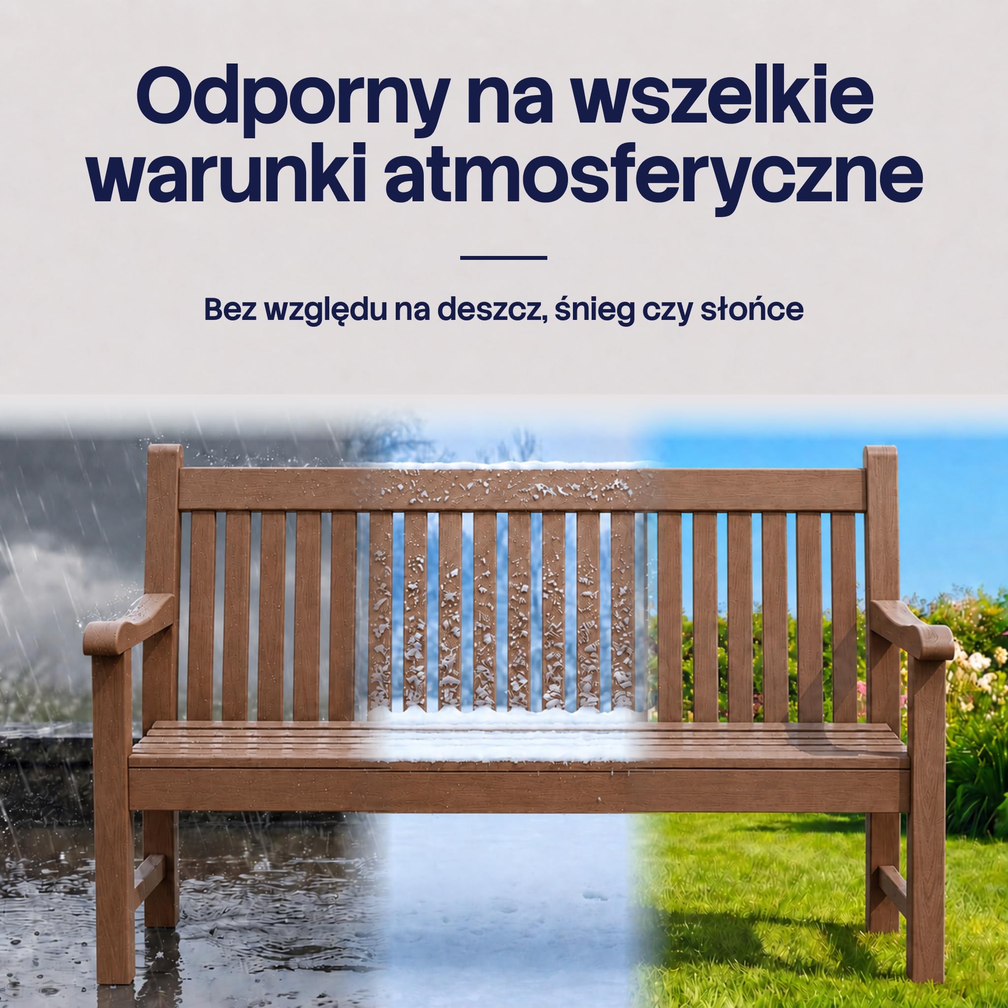 Ławka Ogrodowa 2-Osobowa z Oparciem - Odporna na Warunki - Imitacja Drewna