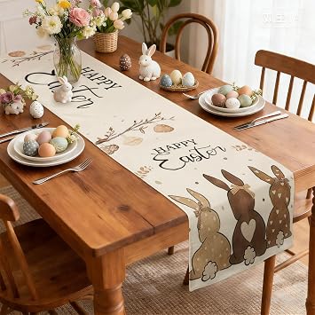 Easter Table Decoration 40 x 238 cm Rabbit Easter Table Runner Spring Easter Tablecloth Washable Table Runner Easter Table Runner Easter Table Decoration Happy Easter Easter Runner Modern for Kitchen Living Room