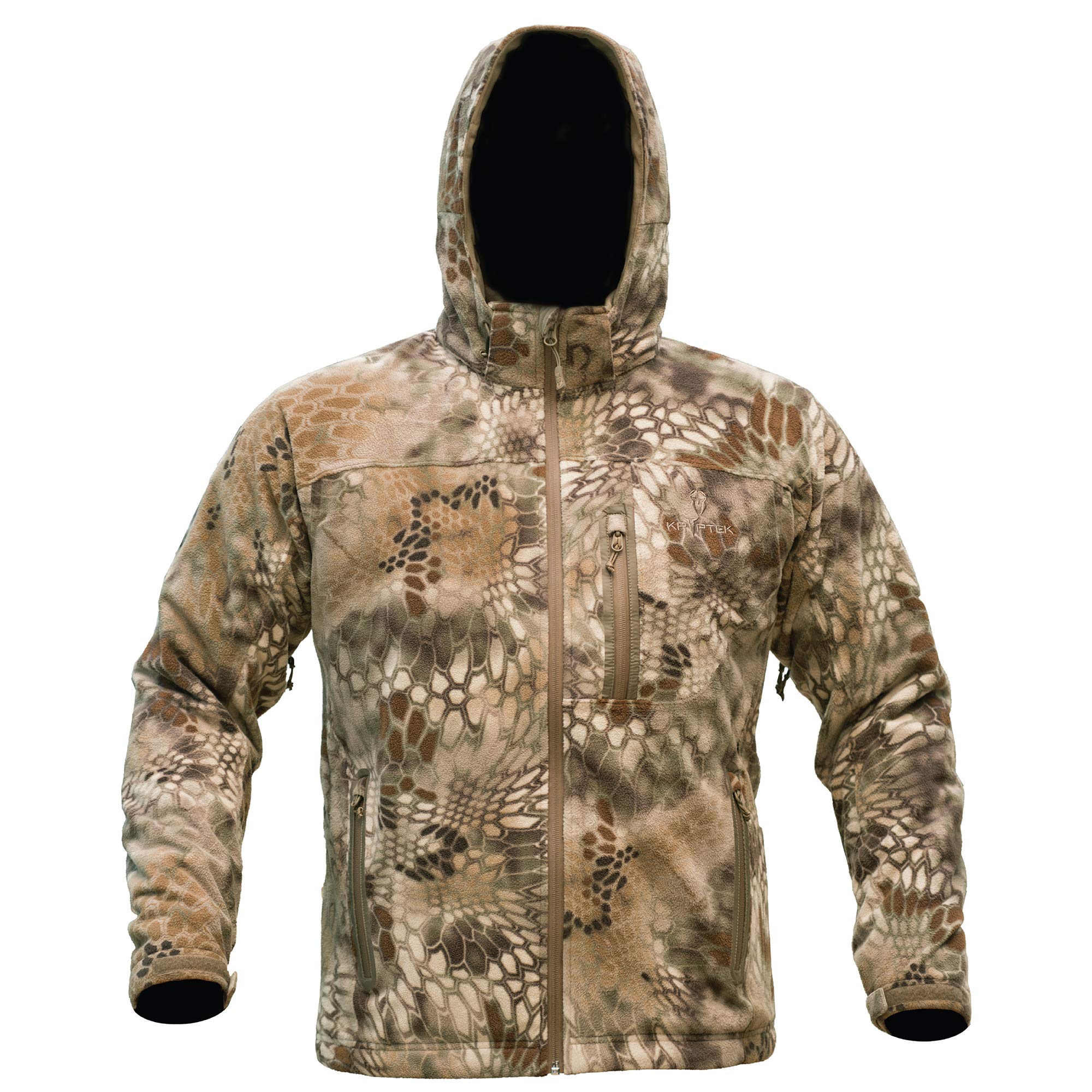KryptekVellus Jacket for Men's | 3-Point Adjustable Hood, Waterproof & Windproof, Insulated Thinsulate Platinum for Hunting