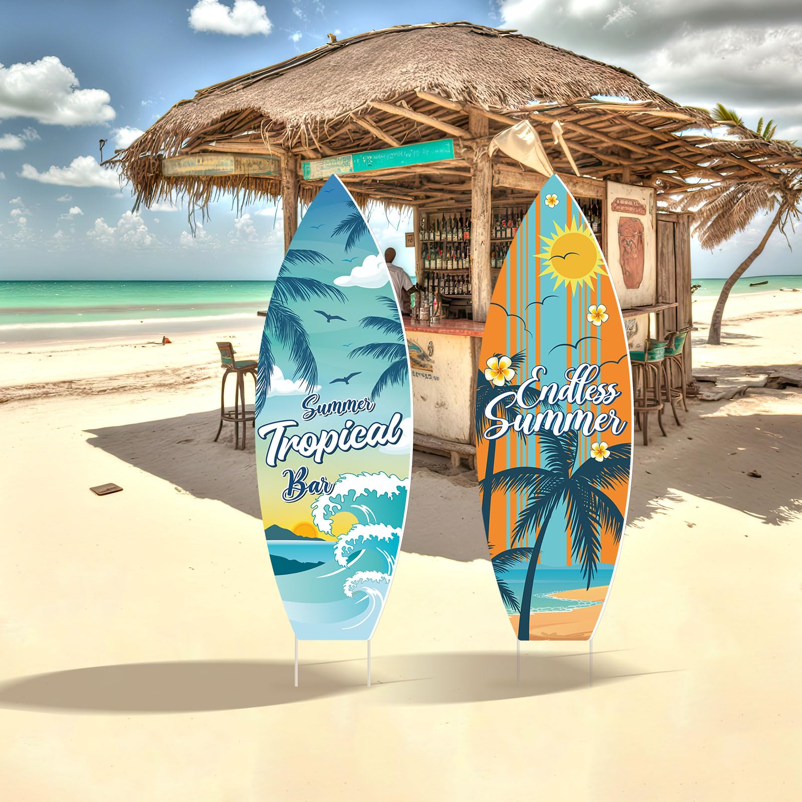 Amazon.com : Chunnin 2 Pcs Summer Surfboard Yard Signs with Stakes