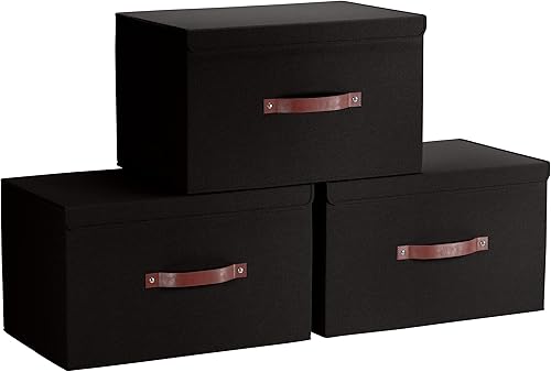 Miniatura 8 de Ornavo Home Paquete de 6 contenedores de almacenamiento plegables con tapa, cesta de almacenamiento plegable de tela de lino, organizador de armario