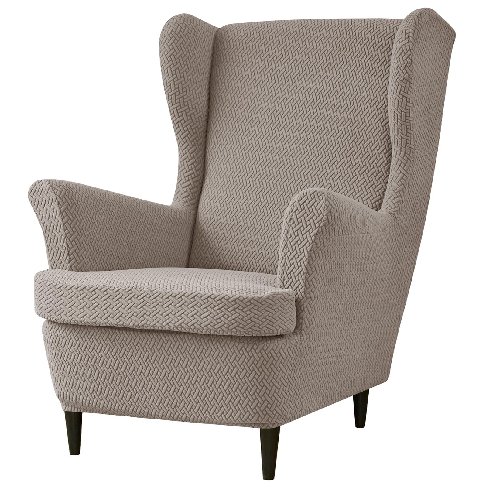Ohrensessel Überzug Stretch Tiger Stuhlbezug Sessel-Überwürfe Universal Ottomane Schonbezug Ottomane Abdeckung (Khaki,Bezug Ohrensessel)